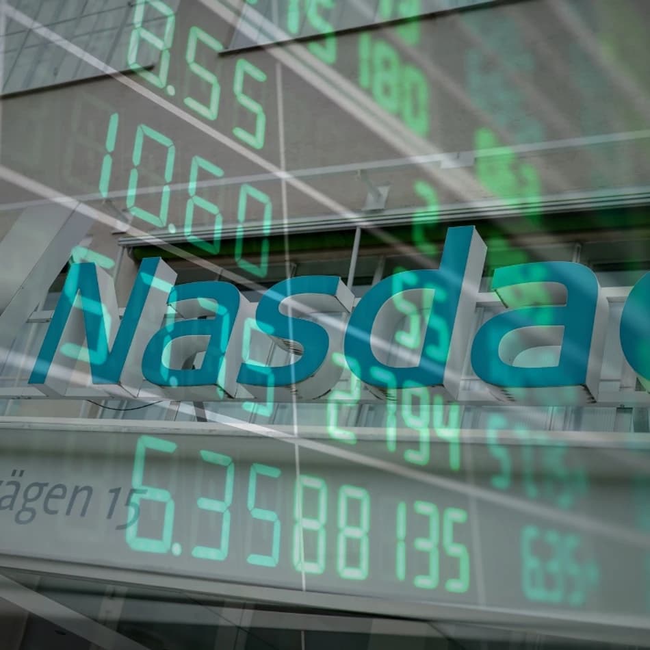 Nasdaq Stockholmsbörsen grön pekar upp grön börs