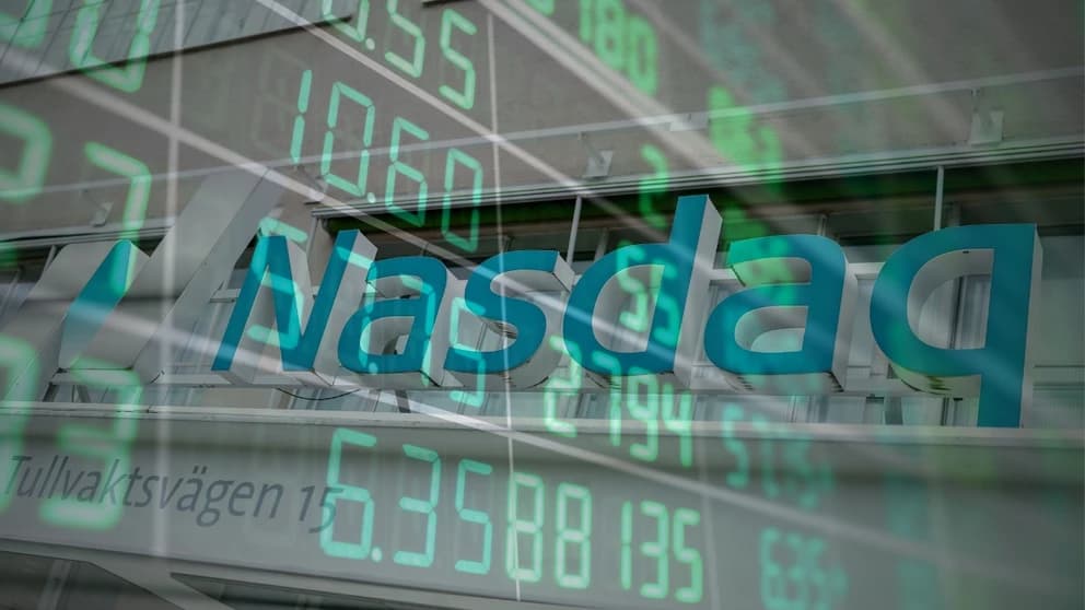 Nasdaq Stockholmsbörsen grön pekar upp grön börs