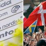 Montage av Novo nordisk och danska flaggan.