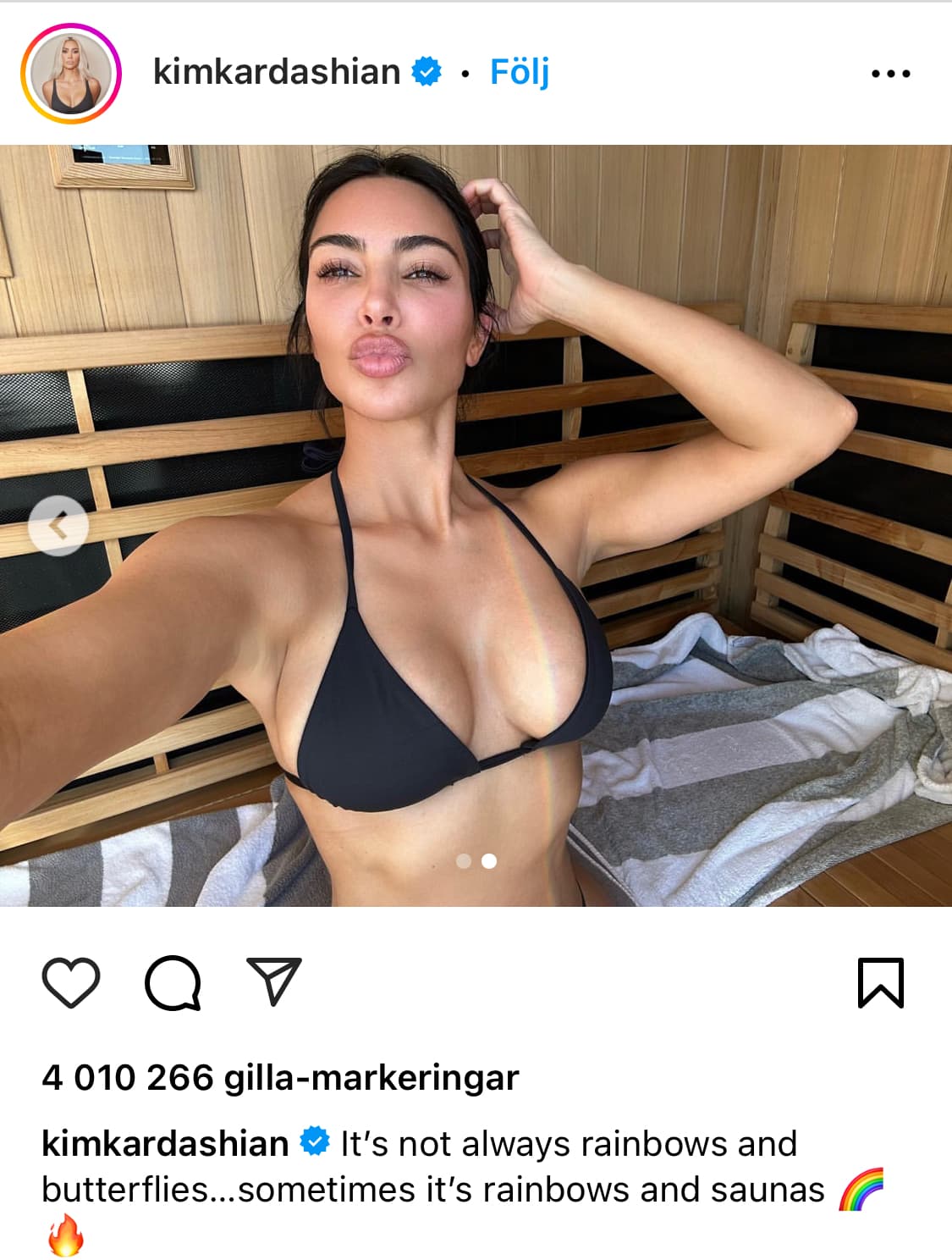 Kim Kardashian instagrammar sitt bastande